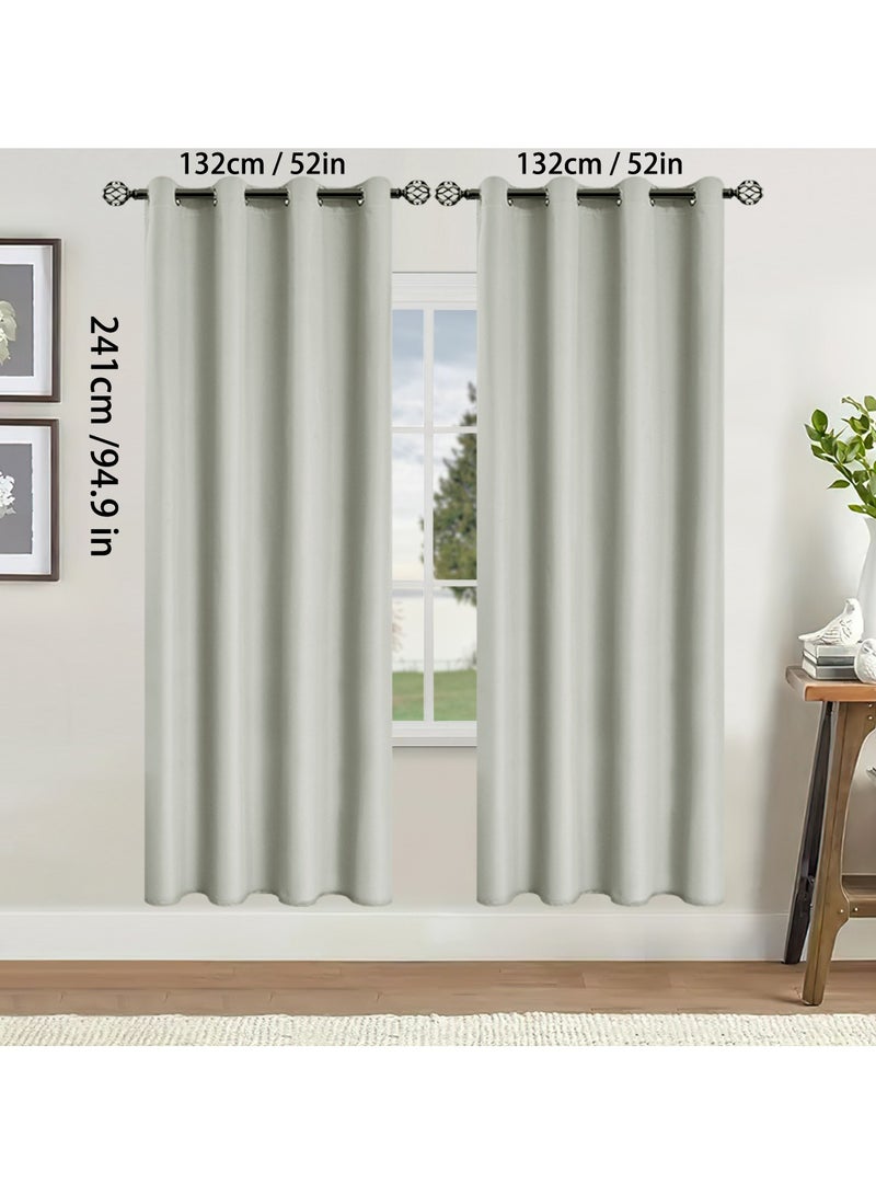 DUNISO 2 Panels Blackout Curtains for Bedroom, Thermal Insulated Room Darkening Curtains, Grommet Light Blocking Blackout Drapes for Living Room (Beige,132*241cm)  - Image 2