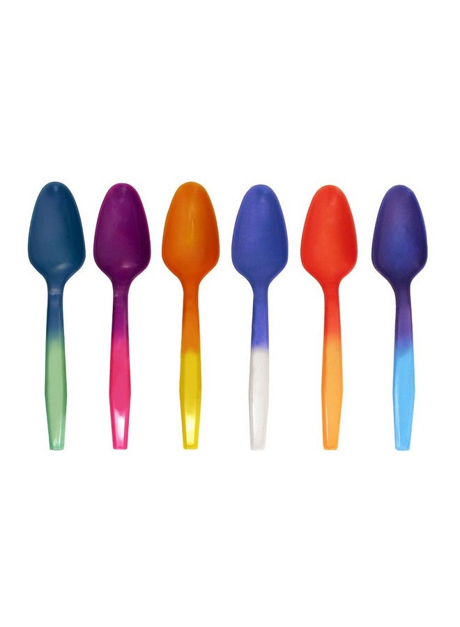 AAkron Color Changing Reusable Mood Spoon, Set of 24, Assorted Colors, BPA Free, reacts to cold food temperatures and changes color - perfect for ice cream - MADE IN USA - Image 1