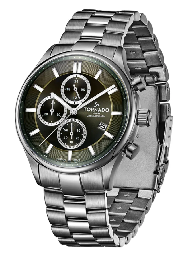 TORNADO Men's Stainless Steel Chronograph Watch T6106B-XBXH - 42x48 mm