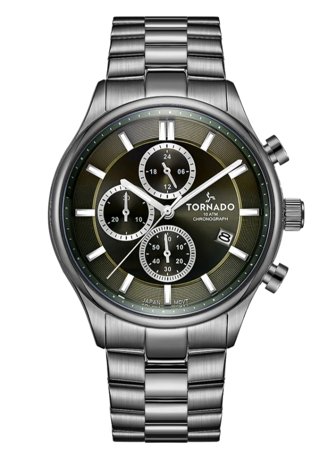 TORNADO Men's Stainless Steel Chronograph Watch T6106B-XBXH - 42x48 mm