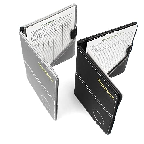 Scott Edward Golf Scorecard Cover Leather Scorecard Holder Statistic and Score Tracking Waterproof Soft Thick Black or Grey (Grey) - Image 5