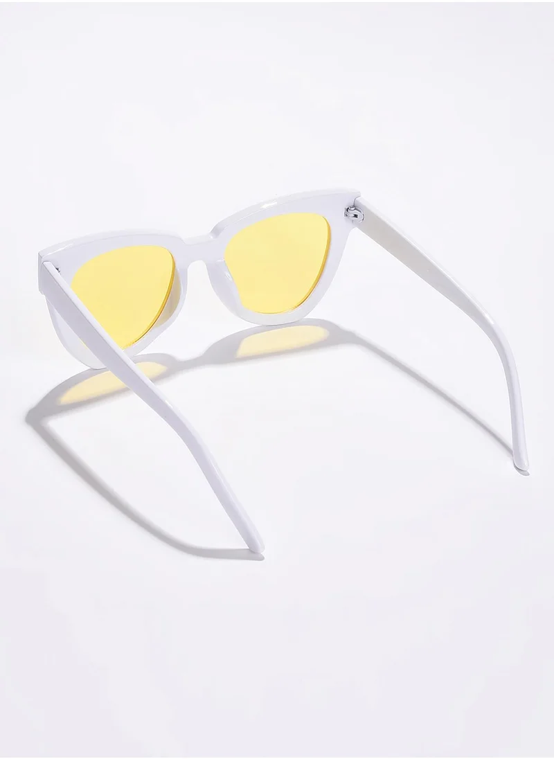 صوص هاوت Yellow Lens White Cateye Sunglasses
