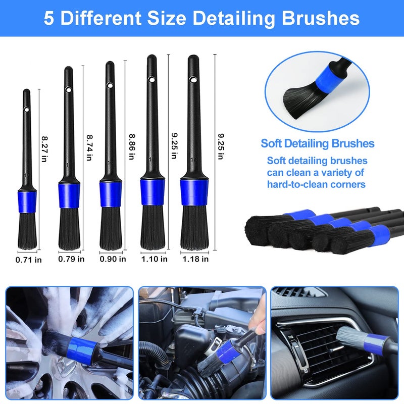 NIKCOSMK 62'' Car Wash Brush Kit - Mitt, Mop, Sponge & Long Handle, Scratch-Free Chenille Replacement Head, Wheel Tire Brush, Car Detailing Kit for Cars, RV, Truck - Image 4