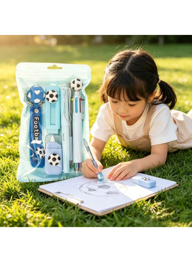 Football-themed stationery set (6-piece set) – School supplies for students, children’s writing and note-taking gift set, back-to-school gift - Image 4