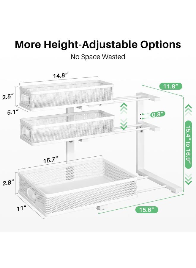 Kitstorack Under Sink Organizer, 2 Packs 3-Tier Under Sink Organizers and Storage, Metal Slide Out Pull Out Cabinet Organizer, Under Cabinet Shelf Rack for Bathroom Kitchen Pantry Home Organization - Image 3