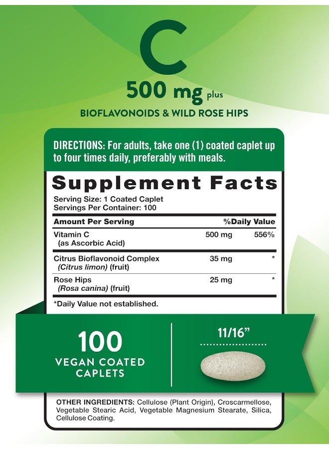 natures truth Vitamin C 500mg with Rose Hips for Adults - 100 Caplets - Image 2
