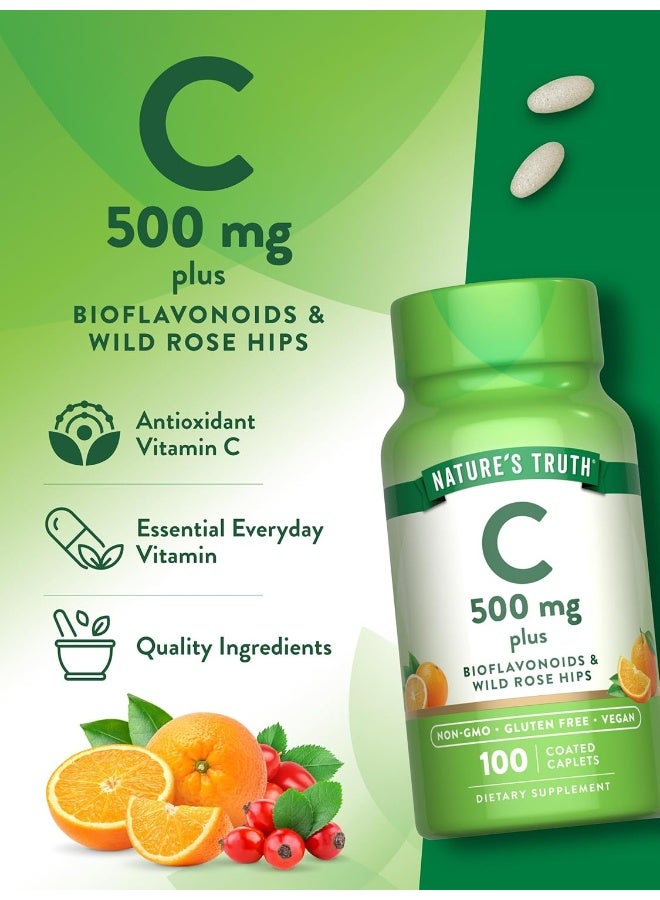natures truth Vitamin C 500mg with Rose Hips for Adults - 100 Caplets - Image 5
