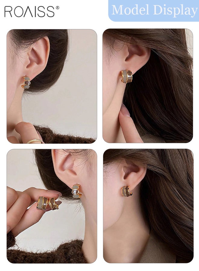 رويس 6 قطع من الأقراط العصرية الأنيقة على شكل حرف C بتصميم هندسي متطور ونمط فرنسي غير متماثل أنيق، مناسبة للارتداء اليومي والتنقل والمناسبات غير الرسمية - Image 2