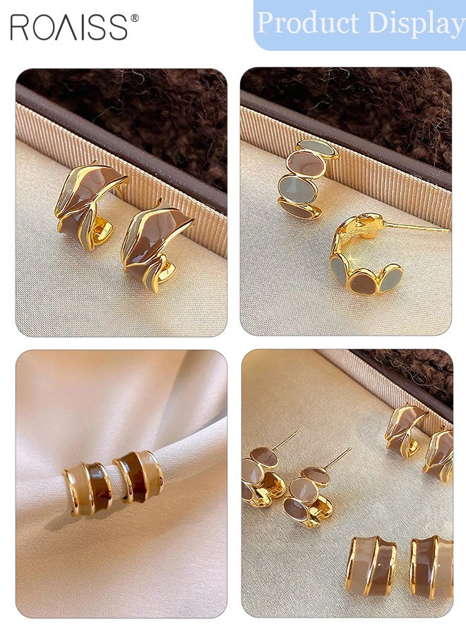 رويس 6 قطع من الأقراط العصرية الأنيقة على شكل حرف C بتصميم هندسي متطور ونمط فرنسي غير متماثل أنيق، مناسبة للارتداء اليومي والتنقل والمناسبات غير الرسمية - Image 3