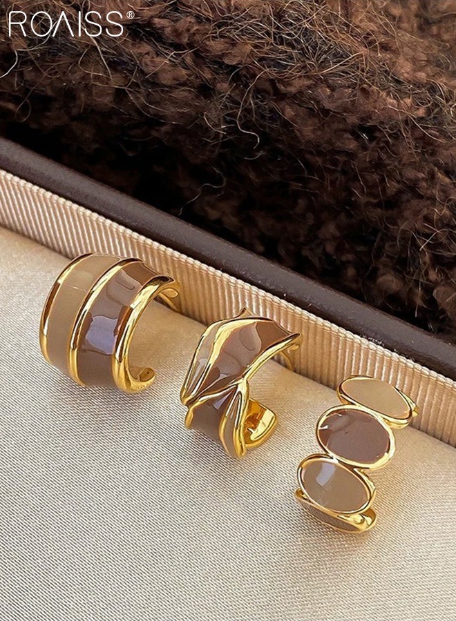 رويس 6 قطع من الأقراط العصرية الأنيقة على شكل حرف C بتصميم هندسي متطور ونمط فرنسي غير متماثل أنيق، مناسبة للارتداء اليومي والتنقل والمناسبات غير الرسمية - Image 4