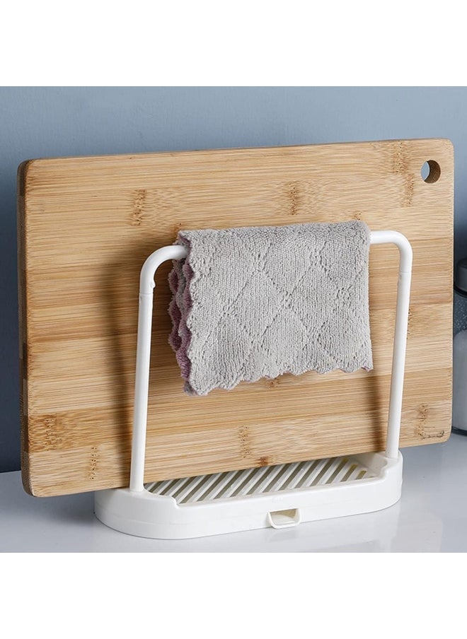 IBAMA - IBAMA Kitchen Sink Racks Double Dishcloth Sponge Stand Hangers Drain Design Kitchen Storage Racks Organizers Kitchen Accessories Grey - Image 1