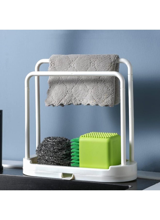 IBAMA - IBAMA Kitchen Sink Racks Double Dishcloth Sponge Stand Hangers Drain Design Kitchen Storage Racks Organizers Kitchen Accessories Grey - Image 1