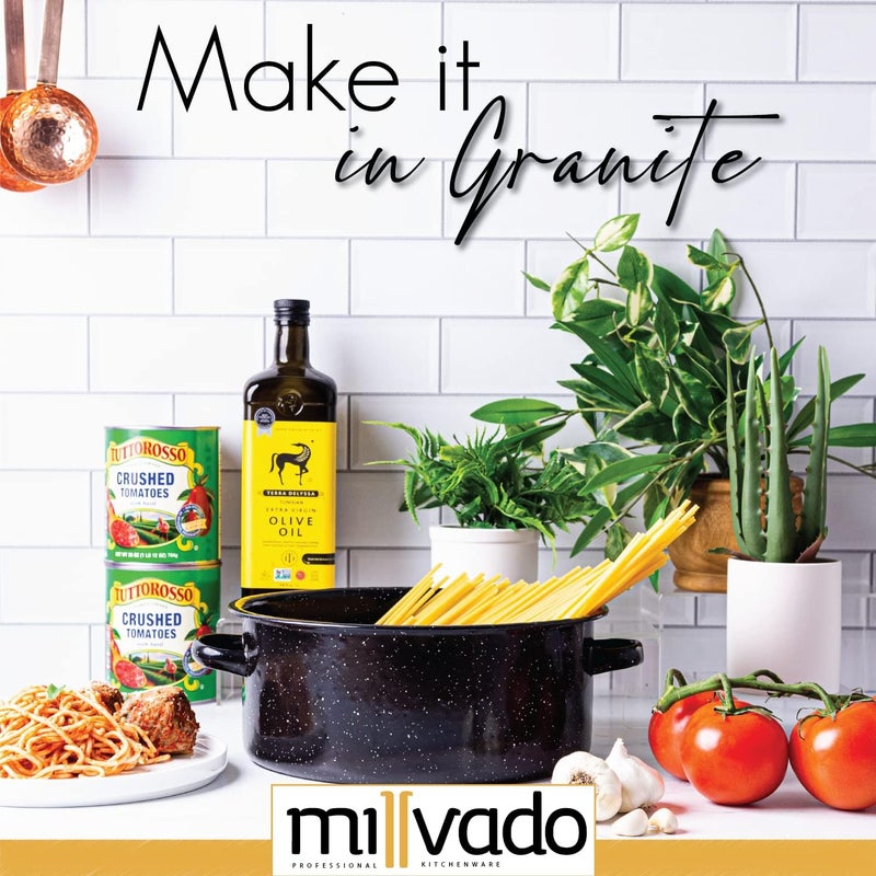 Millvado Granite 5 Qt Stockpot, Nonstick Soup Pot With Lid, Speckled Enamel Ware Cookware, Large Stock Pot For Boiling and Cooking, Big Granite Cooking Pot for Stovetop, Campfire, Outdoor Stove - Image 2