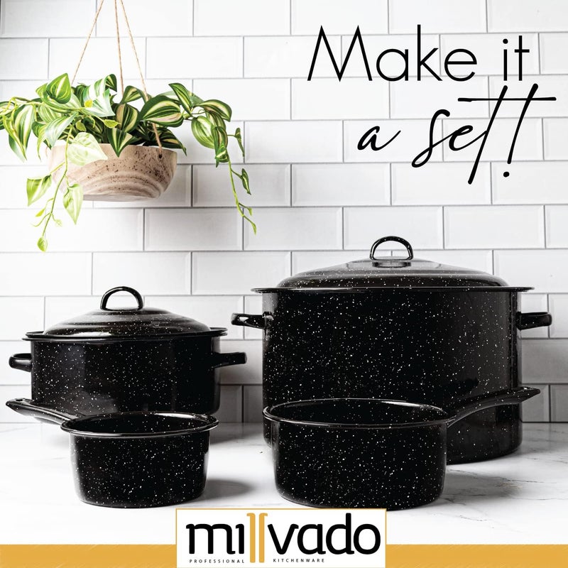 Millvado Granite 5 Qt Stockpot, Nonstick Soup Pot With Lid, Speckled Enamel Ware Cookware, Large Stock Pot For Boiling and Cooking, Big Granite Cooking Pot for Stovetop, Campfire, Outdoor Stove - Image 4