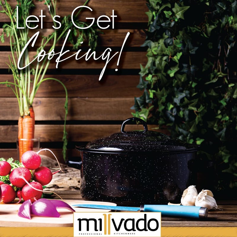 Millvado Granite 5 Qt Stockpot, Nonstick Soup Pot With Lid, Speckled Enamel Ware Cookware, Large Stock Pot For Boiling and Cooking, Big Granite Cooking Pot for Stovetop, Campfire, Outdoor Stove - Image 3