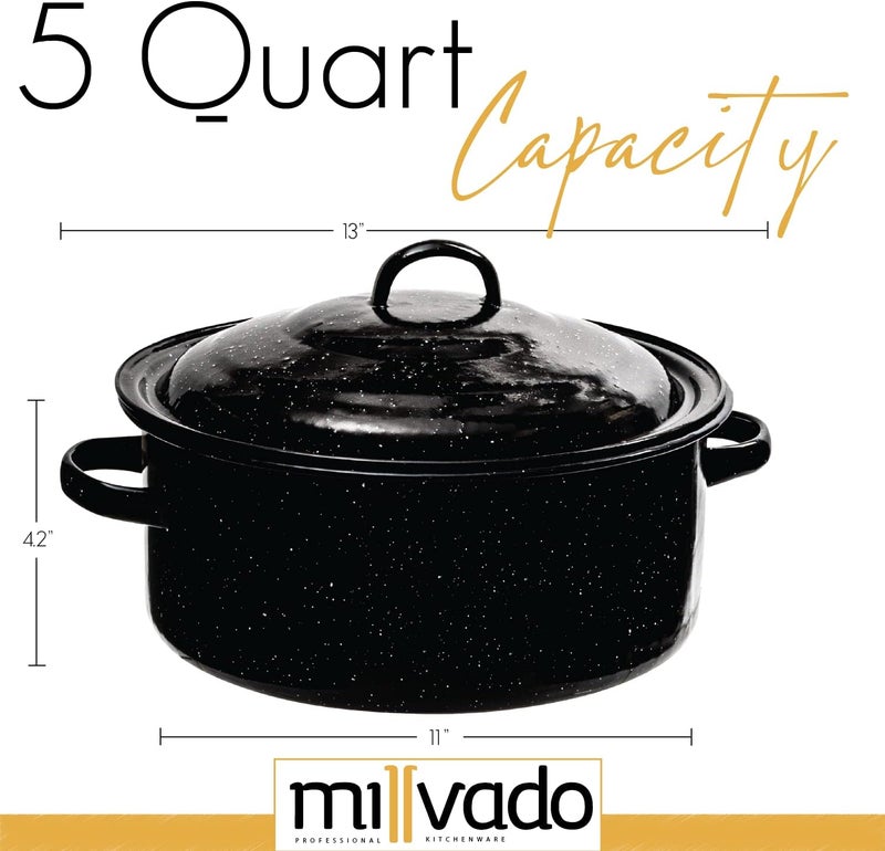 Millvado Granite 5 Qt Stockpot, Nonstick Soup Pot With Lid, Speckled Enamel Ware Cookware, Large Stock Pot For Boiling and Cooking, Big Granite Cooking Pot for Stovetop, Campfire, Outdoor Stove - Image 5
