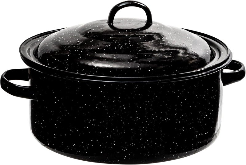 Millvado Granite 5 Qt Stockpot, Nonstick Soup Pot With Lid, Speckled Enamel Ware Cookware, Large Stock Pot For Boiling and Cooking, Big Granite Cooking Pot for Stovetop, Campfire, Outdoor Stove - Image 1