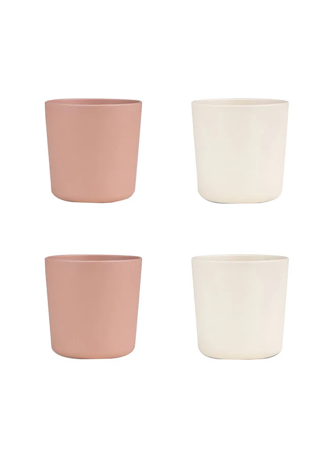 Citron Set of 4 Unbreakable Cups 100% Organic, Reusable, Biodegradable, Environment Friendly, And Unbreakable - Pink/Cream