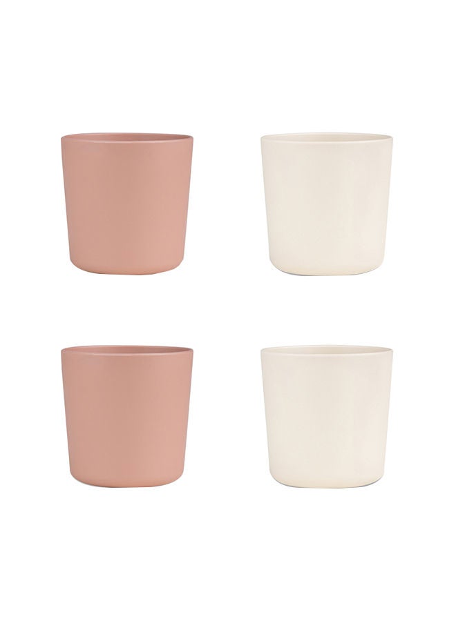 Citron Set of 4 Unbreakable Cups 100% Organic, Reusable, Biodegradable, Environment Friendly, And Unbreakable - Pink/Cream - Image 1
