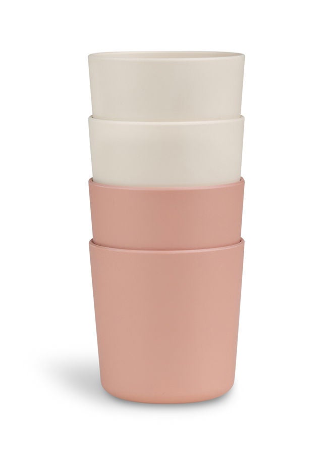 Citron Set of 4 Unbreakable Cups 100% Organic, Reusable, Biodegradable, Environment Friendly, And Unbreakable - Pink/Cream - Image 4