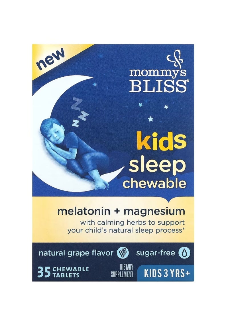Mommy's Bliss Kids Sleep Chewable Melatonin + Magnesium Kids 3 Yrs+ Natural Grape 35 Chewable Tablets - Image 1