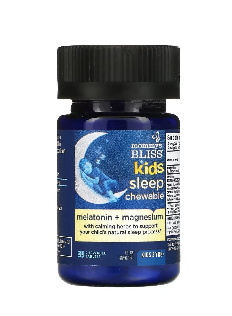 Mommy's Bliss Kids Sleep Chewable Melatonin + Magnesium Kids 3 Yrs+ Natural Grape 35 Chewable Tablets - Image 2