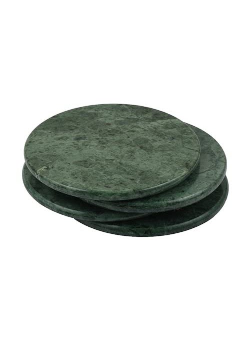 R&M - RM Coasters for Dining Table Hot Pots | Housewarming Gift | Decorative Cocktail Coaster Fit for Tea Cups, Coffee Mugs & Glasses | Drinks Hot & Cold | Round Pattern | Green Marble (Set of 4) - Image 1