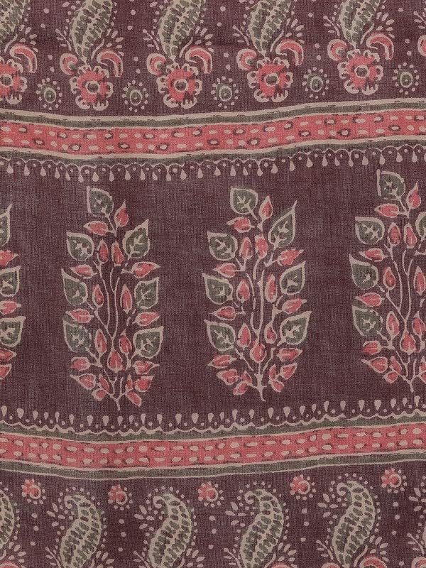 Vaamsi Women's Rayon Blend Floral Printed Kurta Trousers With Dupatta (VKSKD1544_S_Maroon) - Image 5
