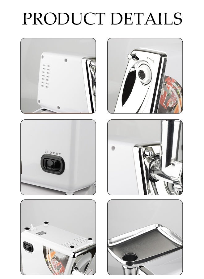 DUNISO مطحنة لحم كهربائية، 3 في 1 مفرمة لحم احترافية مع 3 لوحات طحن من الفولاذ المقاوم للصدأ، مفرمة سجق متعددة الوظائف، للاستخدام المنزلي، سهلة التنظيف، لطحن سريع، طحن اللحم، السمك، الخضار، صانع السجق - Image 3