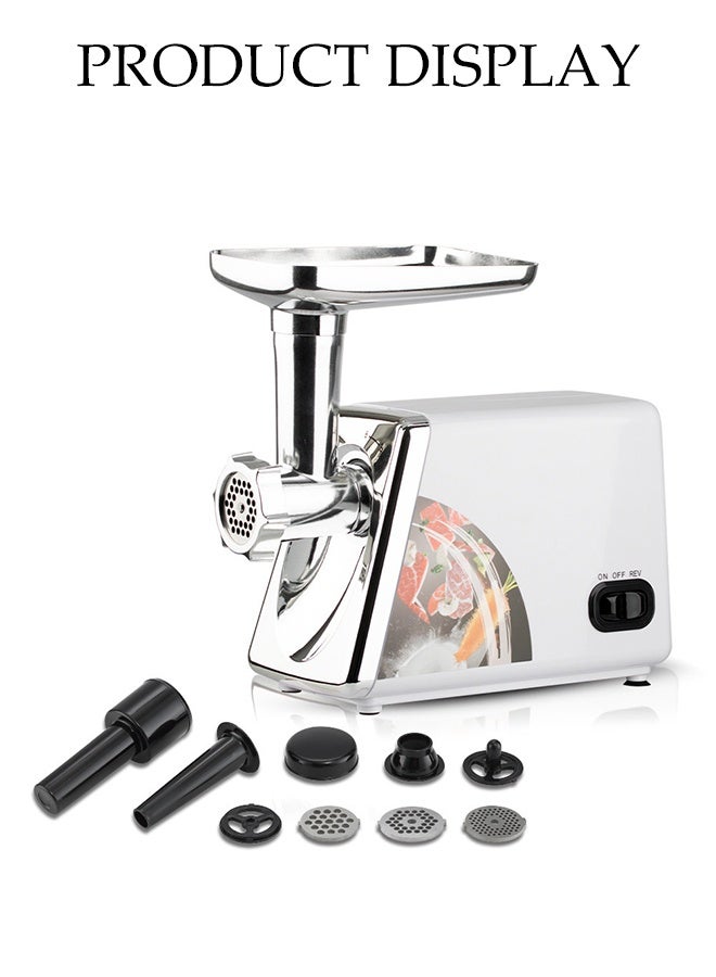 DUNISO مطحنة لحم كهربائية، 3 في 1 مفرمة لحم احترافية مع 3 لوحات طحن من الفولاذ المقاوم للصدأ، مفرمة سجق متعددة الوظائف، للاستخدام المنزلي، سهلة التنظيف، لطحن سريع، طحن اللحم، السمك، الخضار، صانع السجق - Image 4