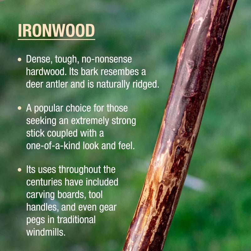 Brazos Rustic Wood Walking Stick, Ironwood, Traditional Style Handle, for Men & Women, Made in The USA, 55" - Image 3