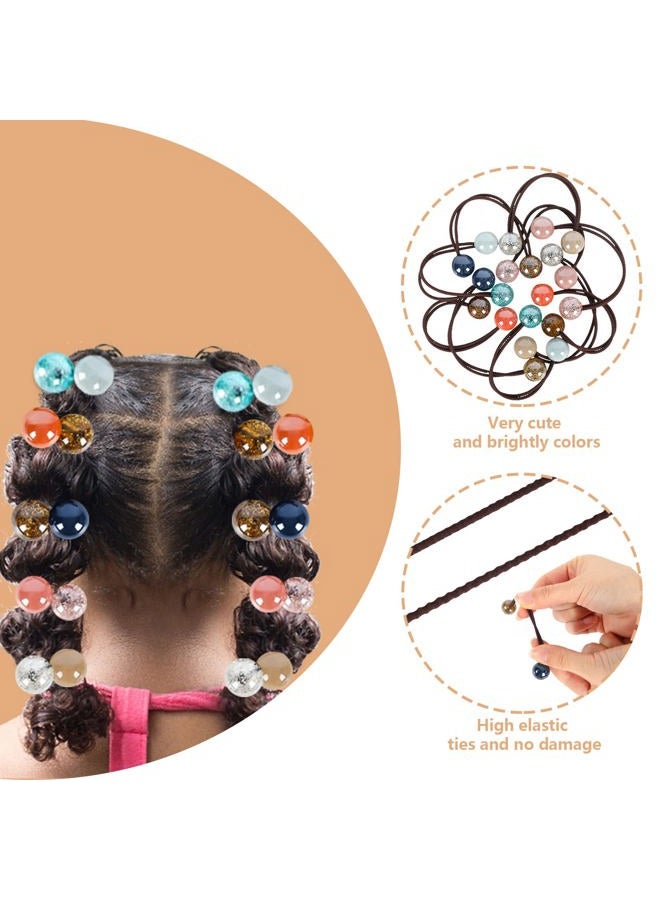 Whaline 10Pcs Colorful Double Ball Hair Ties with Twin Beads - Bubble Ponytail Holders, Cute No-Damage Accessories for Girls and Women - Image 3