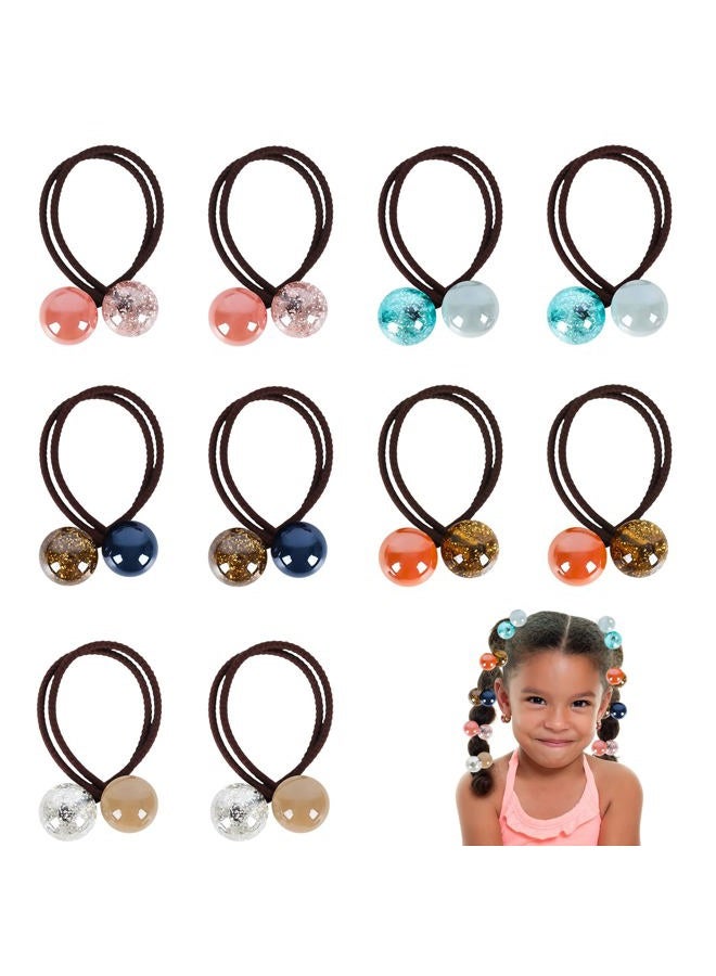 Whaline 10Pcs Colorful Double Ball Hair Ties with Twin Beads - Bubble Ponytail Holders, Cute No-Damage Accessories for Girls and Women - Image 1