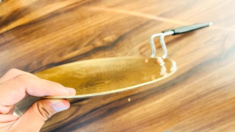 Brass Roti Tawa 10" Tawa for Roti with Handles Teflon Free Handcrafted Tava Roti Brass Cookware Pital Brass Utensils for Your Kitchen - Image 5