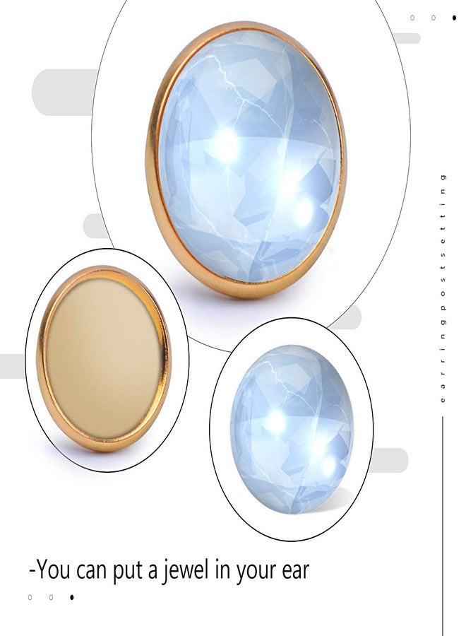 BronaGrand 50 Pieces Stainless Steel Stud Gold Earring Cabochon Setting Post Cup for 12mm and 50 Pieces Clear Rubber Earring Safety Backs - Image 2