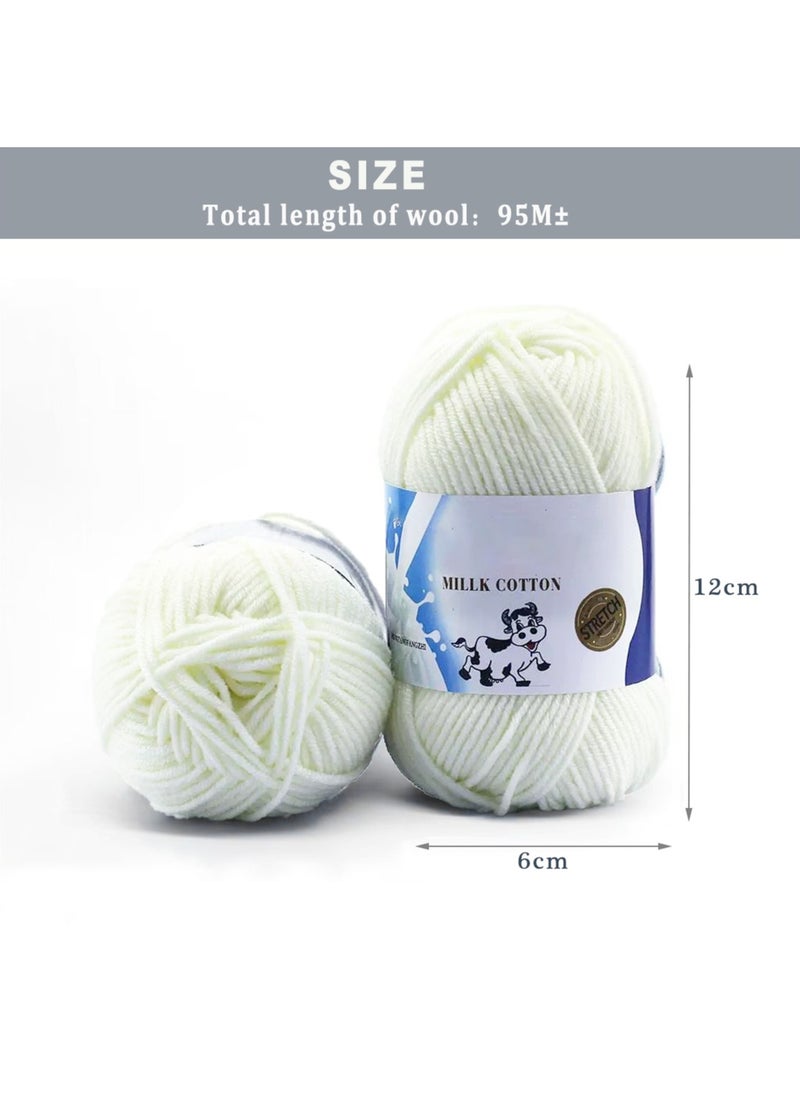 MileMelo 2-Piece Hand Knitting Wool White  - Image 2