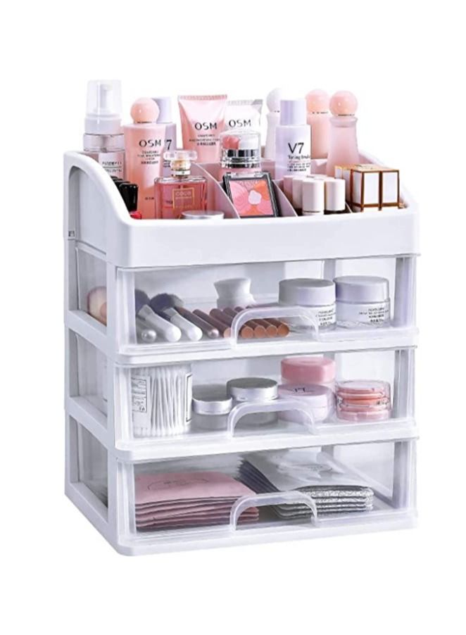 LEDIN Makeup Organizer with 3 Drawers Bathroom Vanity Countertop Storage for Cosmetics Brushes Lotion Nail Lipstick and Jewelry (3 Drawers) - Image 1
