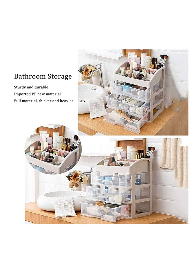 LEDIN Makeup Organizer with 3 Drawers Bathroom Vanity Countertop Storage for Cosmetics Brushes Lotion Nail Lipstick and Jewelry (3 Drawers) - Image 2