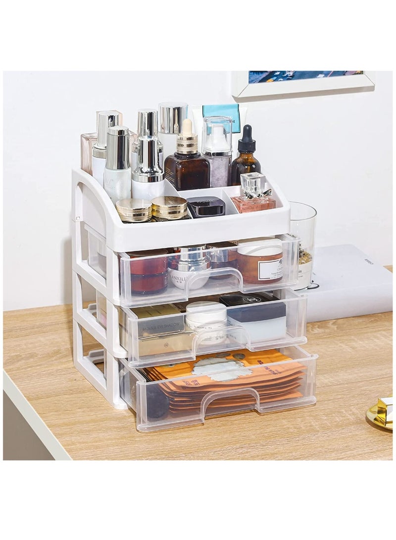 LEDIN Makeup Organizer with 3 Drawers Bathroom Vanity Countertop Storage for Cosmetics Brushes Lotion Nail Lipstick and Jewelry (3 Drawers) - Image 3