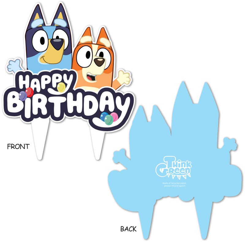 Think Green Fun Blue Dog and Friends Birthday Cake Topper Party Decor - Image 2