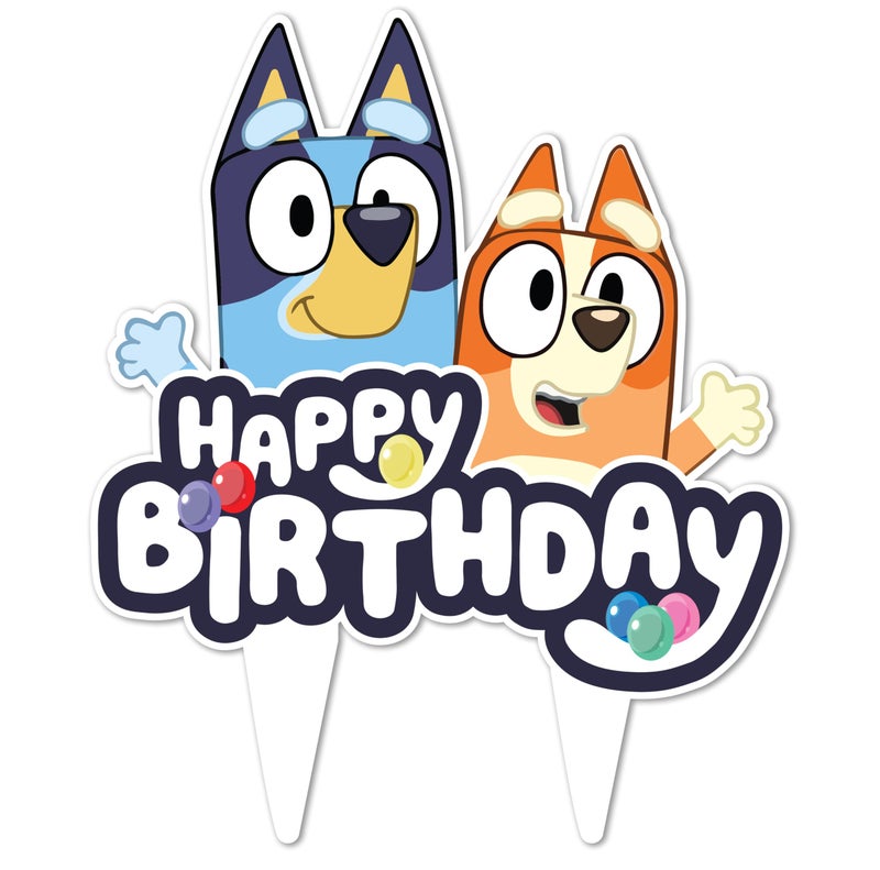 Think Green Fun Blue Dog and Friends Birthday Cake Topper Party Decor - Image 1
