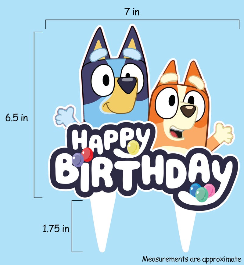Think Green Fun Blue Dog and Friends Birthday Cake Topper Party Decor - Image 3