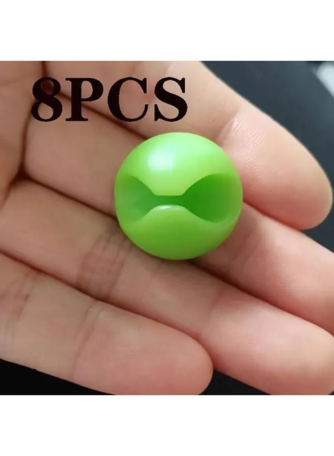 مجموعة مشابك كابلات خضراء 8 قطع، مشبك تثبيت أسلاك من البلاستيك TPR للحائط، لتنظيم الأسلاك في المنزل والمكتب والسيارة - Image 1