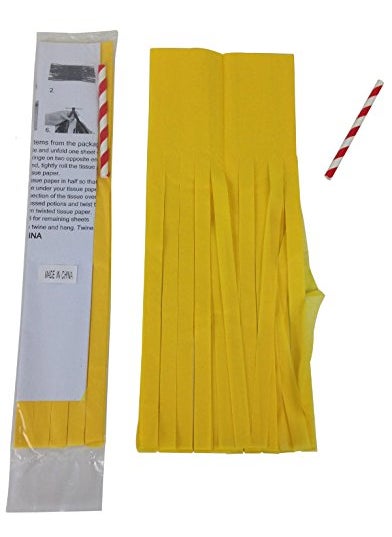 Funcart Funcart Yellow Tassel Garland 12 Pcs Tissue Paper Tassels Garland Banner for Party Birthday Wedding Decoration Baby Shower Table Decor  - Image 2
