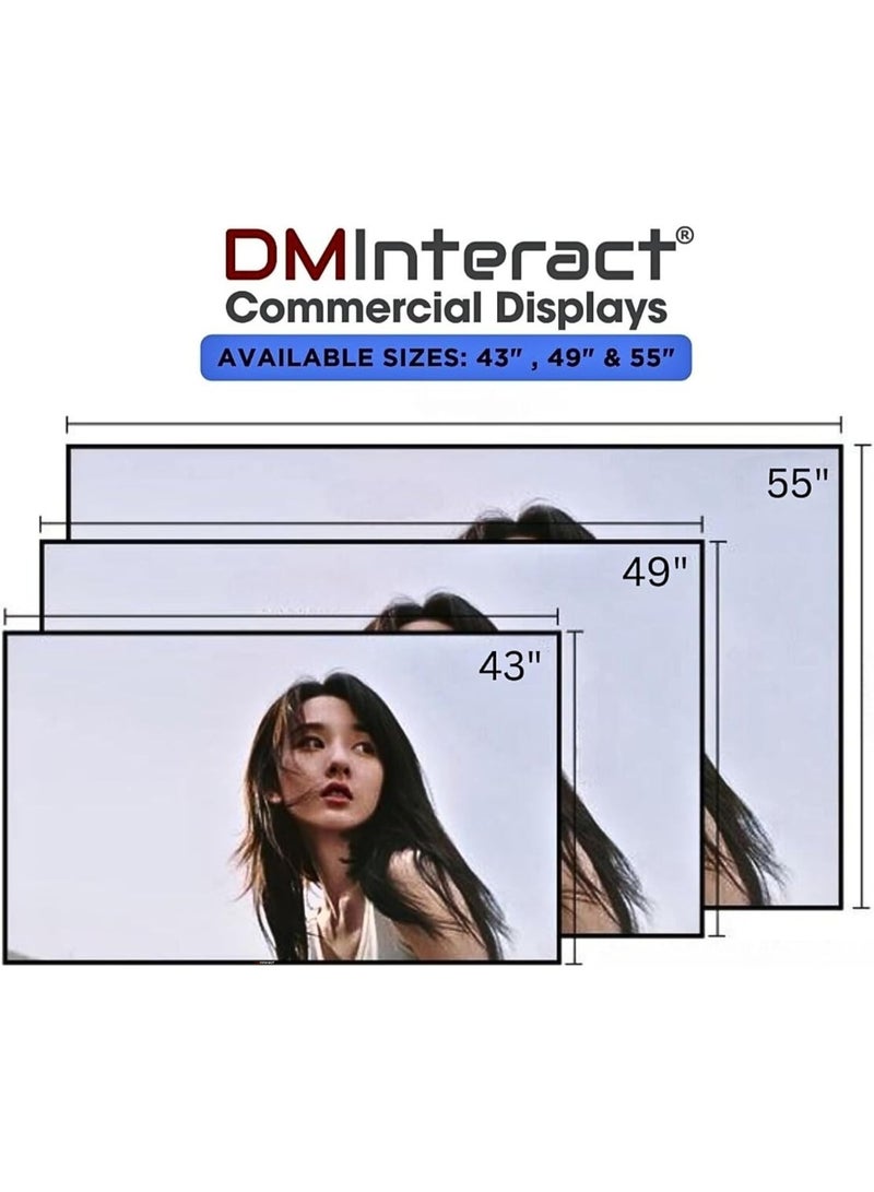 DMInteract 55 Inch Ultra Thin Pro 4K Resolution With 2GB/16GB, Android 9.0 OS Horizontal And Vertical Wall Mounted Signage Display - Black - Image 4