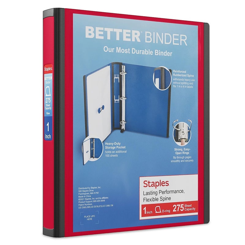 STAPLES 18370 Binders Red