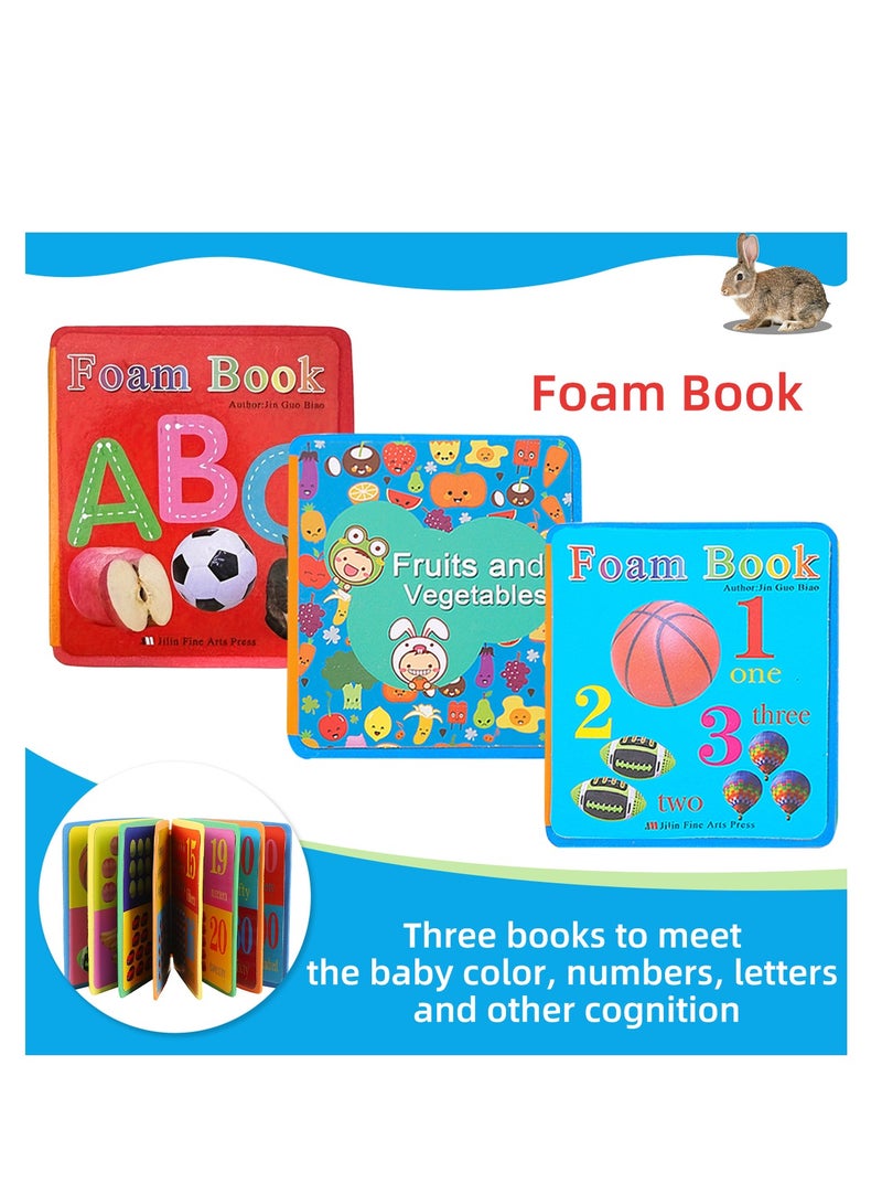 3-piece set of children's early education cognitive enlightenment book word card book letters and numbers learning book rounded corners design drop-proof does not hurt the hands of the book back strip color random EVA book holiday gift opening season, back to school - Image 1