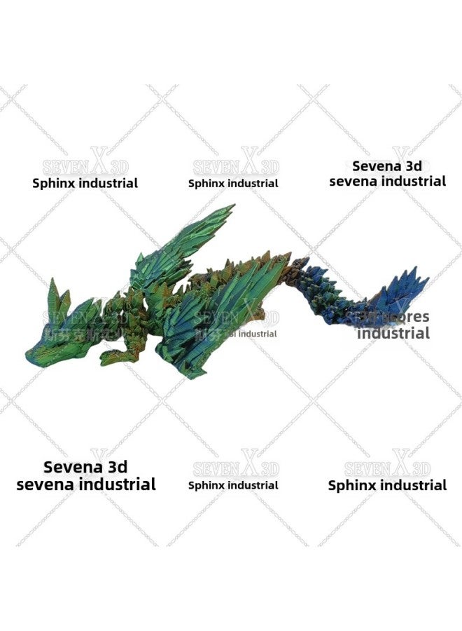 3D Printing Crystal Dragon Pterosaur With Wings Joint Movable Toy Three-dimensional Ornaments Hand Gift Customization-Color:Crystal Flying Dragon Wing Dragon 6-Size:28cm  - Image 1