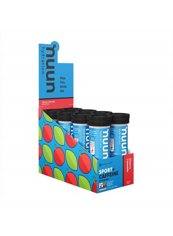 Nuun Sport + Caffeine Electrolyte Tablets for Proactive Hydration, Cherry Limeade, 8 Pack (80 Servings) - Image 1