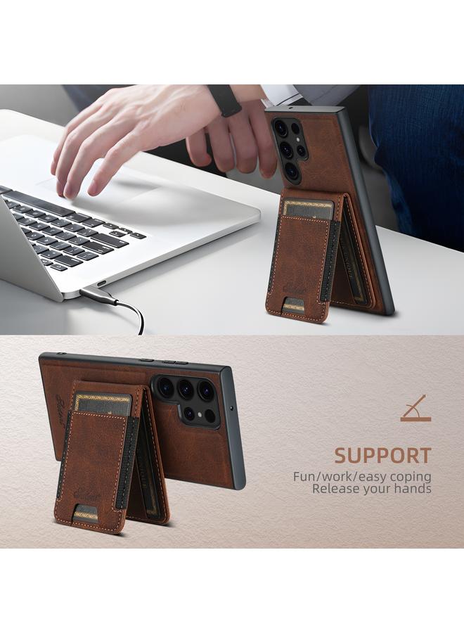 Suteni Case For Samsung Galaxy Note20 H17 Litchi Texture Leather MagSafe Detachable Wallet Phone Case - Image 2